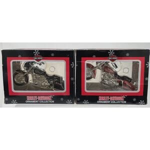 2Harley Davidson Ornament Cavanagh Collection Red & Black Harley Motorcycle 2001